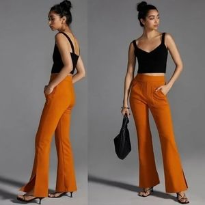 Anthropologie Maeve Orange Knit Flare Pants